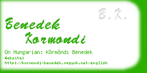 benedek kormondi business card