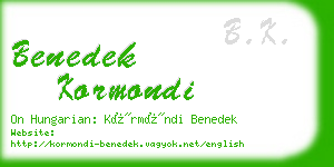 benedek kormondi business card